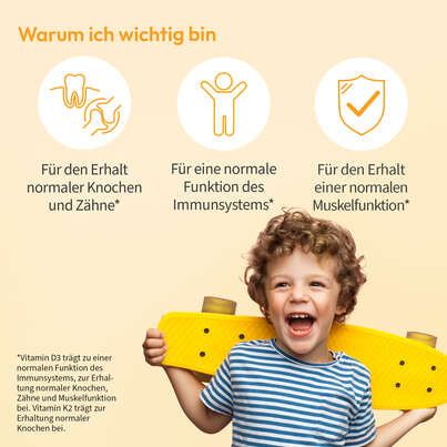 Sie sehen eine Packung Vitamin D3+K2 für Kinder – zuckerfrei – 800 IE Vitamin D3 – mit 25 µg Vitamin K2 und 194 mg Omega-3 – 45 Mini-Kapseln (1,5 Monate), Produktbild: 02 Vitamin D3+K2 für Kinder – zuckerfrei – 800 IE Vitamin D3 – mit 25 µg Vitamin K2 und 194 mg Omega-3 – 45 Mini-Kapseln (1,5 Monate), A-Nr.: 5614190 - 02