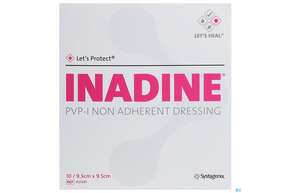 Inadine Pvp-jod Verband Antiseptisch P01491c 9,5x 9,5cm 10st, A-Nr.: 1861187 - 01