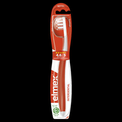Sie sehen eine Packung elmex® Interdental Zahnbürste, mittel, Produktbild: 01 elmex® Interdental Zahnbürste, mittel, A-Nr.: 5173774 - 01