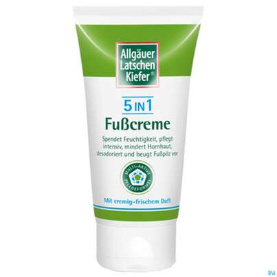 Sie sehen eine Packung Allgäuer Latschenkiefer 5 In 1 Fußcreme 75ml, Produktbild: 03 Allgäuer Latschenkiefer 5 In 1 Fußcreme 75ml, A-Nr.: 4286631 - 03