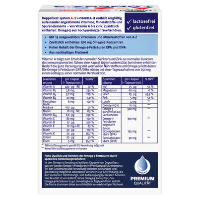 Doppelherz system A-Z + OMEGA-3 mit 19 ausgewählten Vitaminen und Mineralstoffen, A-Nr.: 5721017 - 03