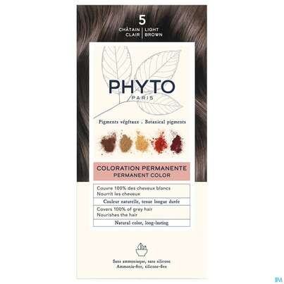 Sie sehen eine Packung Phytocolor 5 Helles Braun Neu 1pk, Produktbild: 01 Phytocolor 5 Helles Braun Neu 1pk, A-Nr.: 4899500 - 01