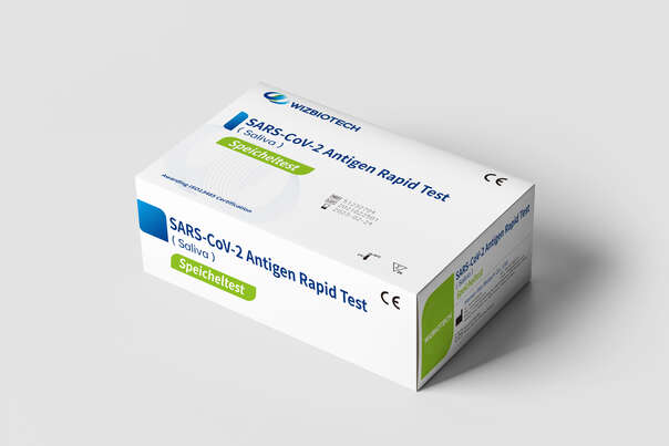 Sie sehen eine Packung SARS-CoV-2 Antigen Rapid Test (Saliva), Produktbild: 01 SARS-CoV-2 Antigen Rapid Test (Saliva), A-Nr.: 5440353 - 01