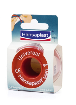 Sie sehen eine Packung Hansaplast Universal MED Rollenpflaster 5m x 2,5cm, Produktbild: 01 Hansaplast Universal MED Rollenpflaster 5m x 2,5cm, A-Nr.: 2843180 - 01