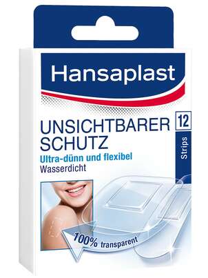 Sie sehen eine Packung HansaplastUnsichtbarer Schutz Strips, Produktbild: 01 HansaplastUnsichtbarer Schutz Strips, A-Nr.: 3381451 - 01