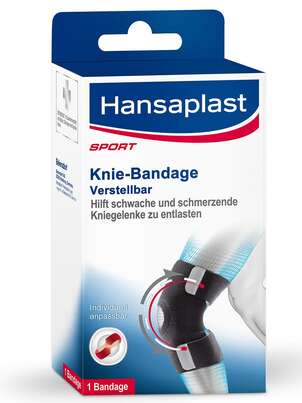Sie sehen eine Packung Hansaplast Knie-Bandage, Produktbild: 01 Hansaplast Knie-Bandage, A-Nr.: 3828716 - 01