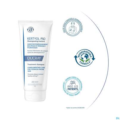 Sie sehen eine Packung Shampoon Ducray Kertyol P.s.o. 200ml, Produktbild: 11 Shampoon Ducray Kertyol P.s.o. 200ml, A-Nr.: 5596919 - 11