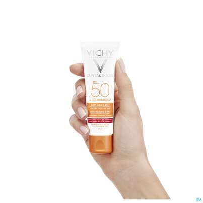 Sie sehen eine Packung Sonnenprodukte Vichy Ideal Soleil Anti-age Creme Lsf50 50ml, Produktbild: 09 Sonnenprodukte Vichy Ideal Soleil Anti-age Creme Lsf50 50ml, A-Nr.: 4802647 - 09