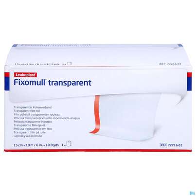 Sie sehen eine Packung Fixierbinden Fixomull Transparent Fixierverband Wasserfest 10mx15cm 1st, Produktbild: 01 Fixierbinden Fixomull Transparent Fixierverband Wasserfest 10mx15cm 1st, A-Nr.: 3048243 - 01