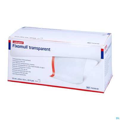 Sie sehen eine Packung Fixierbinden Fixomull Transparent Fixierverband Wasserfest 10mx15cm 1st, Produktbild: 02 Fixierbinden Fixomull Transparent Fixierverband Wasserfest 10mx15cm 1st, A-Nr.: 3048243 - 02