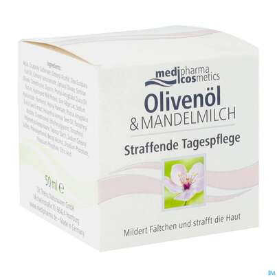Sie sehen eine Packung Oliven -mandelmilch Tagespflege Straffende 50ml, Produktbild: 04 Oliven -mandelmilch Tagespflege Straffende 50ml, A-Nr.: 3620045 - 04