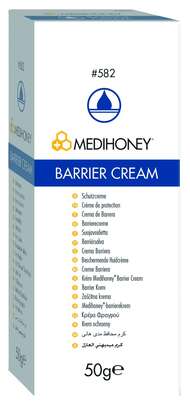 Sie sehen eine Packung Medihoney® Barrier Cream, Produktbild: 01 Medihoney® Barrier Cream, A-Nr.: 3215770 - 01