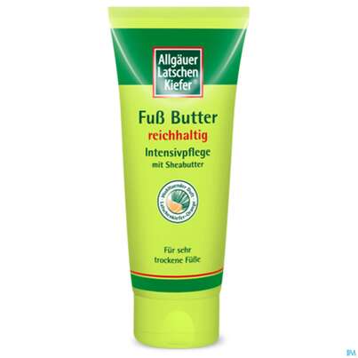 Sie sehen eine Packung Allgäuer Latschenkiefer Fuß Butter 100ml, Produktbild: 03 Allgäuer Latschenkiefer Fuß Butter 100ml, A-Nr.: 4330220 - 03