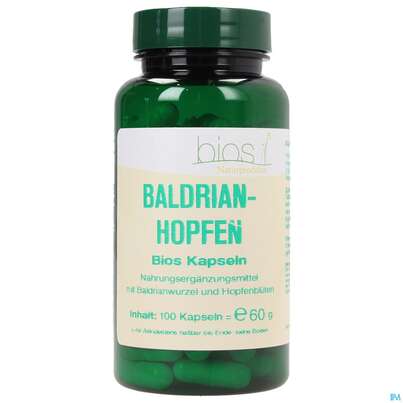 Sie sehen eine Packung Bios Baldrian-hopfen 100 Kapseln, Produktbild: 02 Bios Baldrian-hopfen 100 Kapseln, A-Nr.: 3967116 - 02