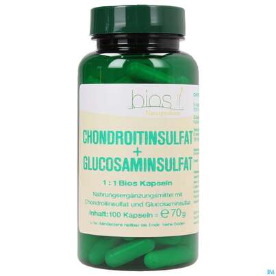 Sie sehen eine Packung Bios Chondroitinsulfat + Glucosaminsulfat 100 Kapseln, Produktbild: 01 Bios Chondroitinsulfat + Glucosaminsulfat 100 Kapseln, A-Nr.: 3890951 - 01