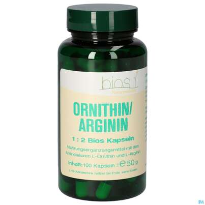 Sie sehen eine Packung Bios Ornithin/arginin 1:2 100 Kapseln, Produktbild: 01 Bios Ornithin/arginin 1:2 100 Kapseln, A-Nr.: 4247128 - 01