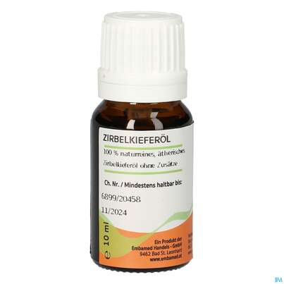 Sie sehen eine Packung Gall Pharma Zirbelkieferöl Embamed, Produktbild: 01 Gall Pharma Zirbelkieferöl Embamed, A-Nr.: 5420528 - 01