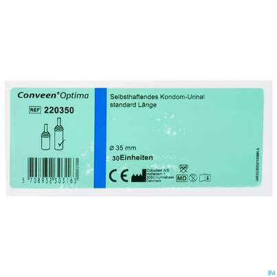 Sie sehen eine Packung Inkontinenz Conveen Kondomurinal/optima Standard 35mm 22035 30st, Produktbild: 01 Inkontinenz Conveen Kondomurinal/optima Standard 35mm 22035 30st, A-Nr.: 3446630 - 01