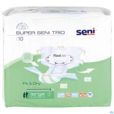 Sie sehen eine Packung Inkontinenz Windelslip Seni/super Trio Large 10st, Produktbild: 01 Inkontinenz Windelslip Seni/super Trio Large 10st, A-Nr.: 3586791 - 01