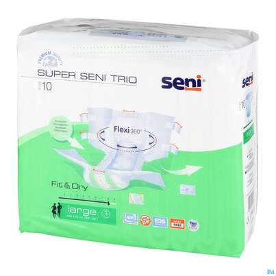 Sie sehen eine Packung Inkontinenz Windelslip Seni/super Trio Large 10st, Produktbild: 02 Inkontinenz Windelslip Seni/super Trio Large 10st, A-Nr.: 3586791 - 02