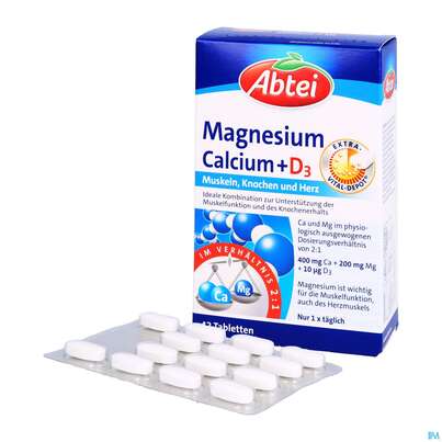 Sie sehen eine Packung Magnesium +calcium +d3 Tabl Abtei 42st, Produktbild: 04 Magnesium +calcium +d3 Tabl Abtei 42st, A-Nr.: 2969254 - 04