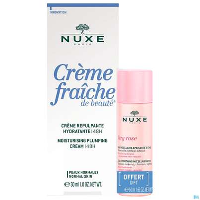 Sie sehen eine Packung Nuxe Creme/fraiche/30ml Plump Cream +very Rose Micellar Water 50ml 1pk, Produktbild: 01 Nuxe Creme/fraiche/30ml Plump Cream +very Rose Micellar Water 50ml 1pk, A-Nr.: 5806765 - 01