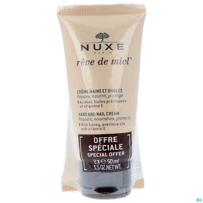 Sie sehen eine Packung Nuxe Reve De Miel Duo Hand +nail Creme 2st, Produktbild: 02 Nuxe Reve De Miel Duo Hand +nail Creme 2st, A-Nr.: 4774520 - 02