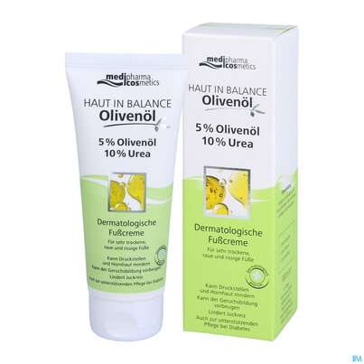 Sie sehen eine Packung Oliven Oel Dr.theiss Haut In Balance Fusscreme 10% Urea 100ml, Produktbild: 06 Oliven Oel Dr.theiss Haut In Balance Fusscreme 10% Urea 100ml, A-Nr.: 3386595 - 06