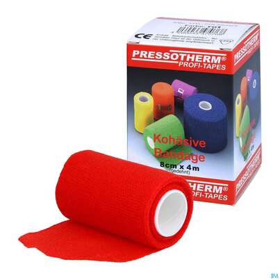 Pressotherm Bandage Kohaesive Elastische Fixierbinde Selbst Haftend Rot 8cmx 1st, A-Nr.: 4251035 - 05