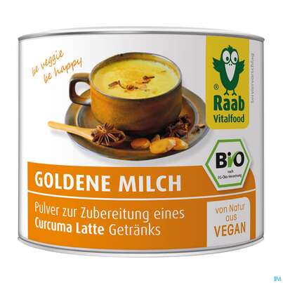 Sie sehen eine Packung Raab Bio Goldene Milch Pulver Mit Curcuma 70g 70g, Produktbild: 01 Raab Bio Goldene Milch Pulver Mit Curcuma 70g 70g, A-Nr.: 4790832 - 01