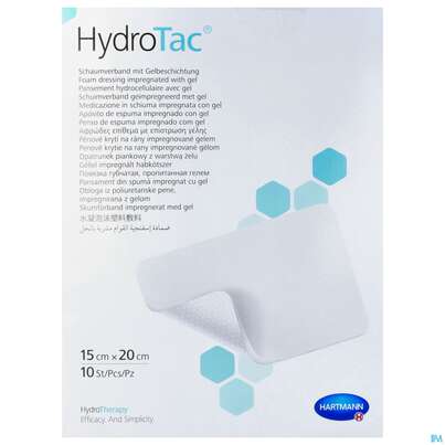 Sie sehen eine Packung Schaumverband Hydrotac 15x 20cm 10st, Produktbild: 02 Schaumverband Hydrotac 15x 20cm 10st, A-Nr.: 4133985 - 02