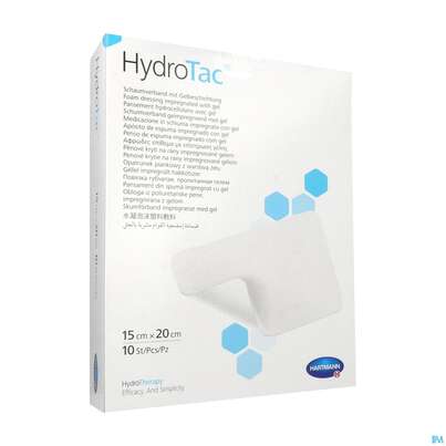 Sie sehen eine Packung Schaumverband Hydrotac 15x 20cm 10st, Produktbild: 04 Schaumverband Hydrotac 15x 20cm 10st, A-Nr.: 4133985 - 04