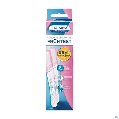 Sie sehen eine Packung Schwangerschaftstest Testamed 2st, Produktbild: 04 Schwangerschaftstest Testamed 2st, A-Nr.: 5441246 - 04