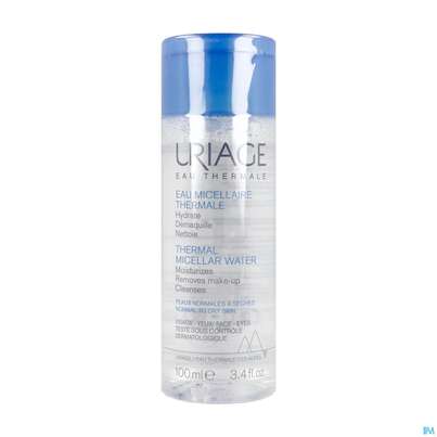 Sie sehen eine Packung Uriage Mizellenwasser Normale-trockene Haut 100ml, Produktbild: 03 Uriage Mizellenwasser Normale-trockene Haut 100ml, A-Nr.: 5619052 - 03