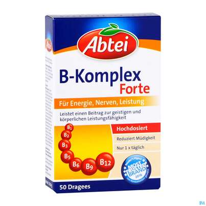 Sie sehen eine Packung Vitamin B-komplex/forte Dragees Abtei 50st, Produktbild: 03 Vitamin B-komplex/forte Dragees Abtei 50st, A-Nr.: 5616941 - 03