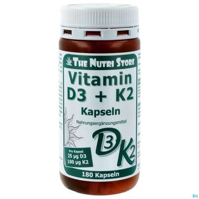 Sie sehen eine Packung Vitamin D3+k2 Kapseln Hirundo 180st, Produktbild: 01 Vitamin D3+k2 Kapseln Hirundo 180st, A-Nr.: 5413267 - 01