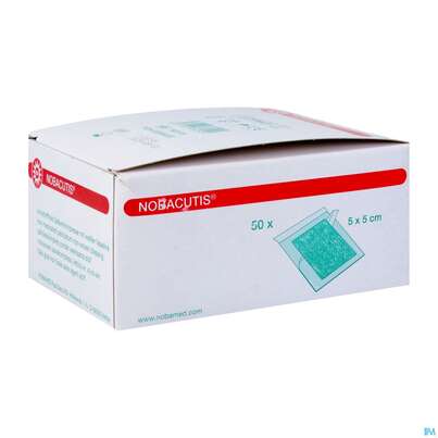 Sie sehen eine Packung Wundauflagen Nobacutis Salbenkompresse Steril 5x 5cm 50st, Produktbild: 02 Wundauflagen Nobacutis Salbenkompresse Steril 5x 5cm 50st, A-Nr.: 3337786 - 02