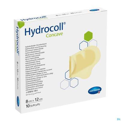 Sie sehen eine Packung Wundverband Hydrocoll Concave 8x 12cm 10st, Produktbild: 01 Wundverband Hydrocoll Concave 8x 12cm 10st, A-Nr.: 2625402 - 01