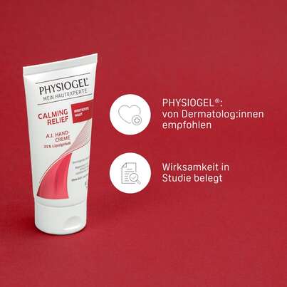 Sie sehen eine Packung PHYSIOGEL® Calming Relief A.I. Handcreme für gereizte Hände, Produktbild: 04 PHYSIOGEL® Calming Relief A.I. Handcreme für gereizte Hände, A-Nr.: 5460290 - 04