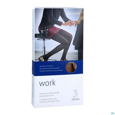 Sie sehen eine Packung Stuetzstruempfe Belsana/work Ad Knie Gr M Make-up 2st, Produktbild: 03 Stuetzstruempfe Belsana/work Ad Knie Gr M Make-up 2st, A-Nr.: 5225465 - 03