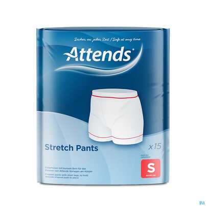 Sie sehen eine Packung Inkontinenz Attends Stretch Pants Netzhosen S 15st, Produktbild: 01 Inkontinenz Attends Stretch Pants Netzhosen S 15st, A-Nr.: 3429531 - 01