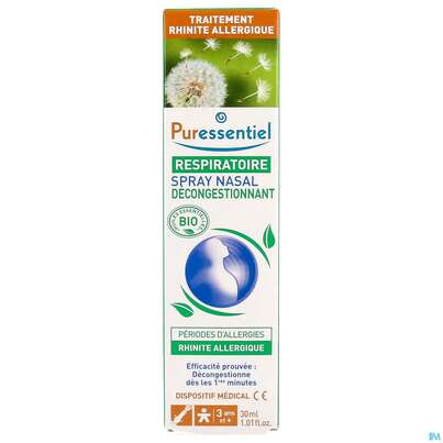 Sie sehen eine Packung Nasenspray Puressentiel Atemwege Allergie Hypertonisch 30ml, Produktbild: 01 Nasenspray Puressentiel Atemwege Allergie Hypertonisch 30ml, A-Nr.: 5608516 - 01