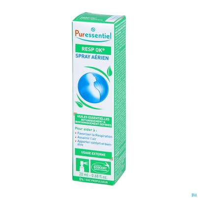Sie sehen eine Packung Aetherische Oele Puressentiel Atemweg Luftspray 20ml, Produktbild: 02 Aetherische Oele Puressentiel Atemweg Luftspray 20ml, A-Nr.: 4876723 - 02