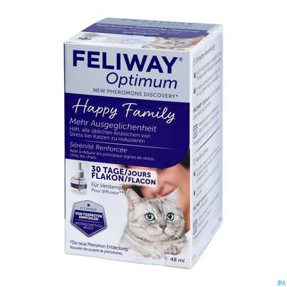 Sie sehen eine Packung Veterinaerprodukte Feliway/optimum 30-tage Nachflasche 48ml, Produktbild: 02 Veterinaerprodukte Feliway/optimum 30-tage Nachflasche 48ml, A-Nr.: 5385482 - 02