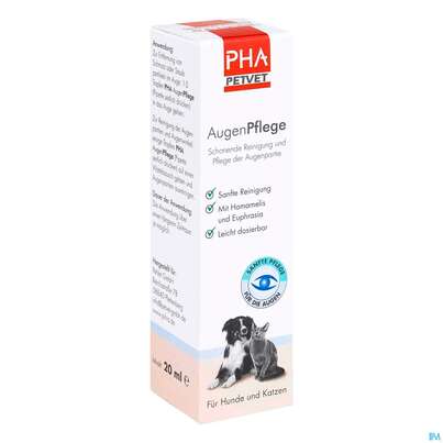 Sie sehen eine Packung Veterinaerprodukte Pha Augenpflege Hund +katze Lösung 20ml, Produktbild: 05 Veterinaerprodukte Pha Augenpflege Hund +katze Lösung 20ml, A-Nr.: 4996798 - 05