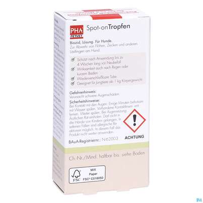 Sie sehen eine Packung Veterinaerprodukte Pha Tropfen F Hunde Spot On 2x 2m 1pk, Produktbild: 02 Veterinaerprodukte Pha Tropfen F Hunde Spot On 2x 2m 1pk, A-Nr.: 5199911 - 02