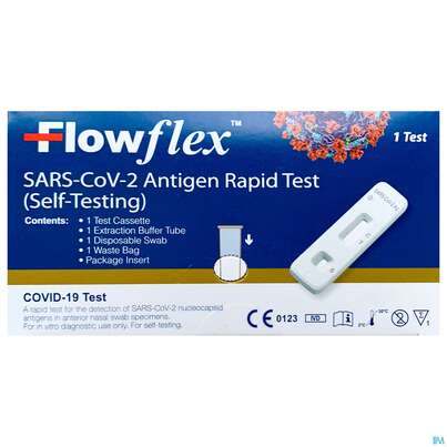 Sie sehen eine Packung Diagnostika U.zubehoer Sars-cov-2/antigen Rapid Test Flowflex L031- 1st, Produktbild: 01 Diagnostika U.zubehoer Sars-cov-2/antigen Rapid Test Flowflex L031- 1st, A-Nr.: 5477215 - 01