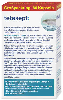 tetesept Omega-3 Lachsöl 1000 80 St, A-Nr.: 4057072 - 03