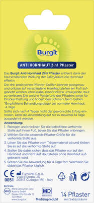 Sie sehen eine Packung Burgit Anti Hornhaut Pflaster 14 Stück, Produktbild: 02 Burgit Anti Hornhaut Pflaster 14 Stück, A-Nr.: 5664756 - 02