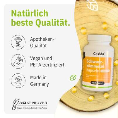 Sie sehen eine Packung Schwarzkümmelöl Kapseln kaltgepresst, Produktbild: 02 Schwarzkümmelöl Kapseln kaltgepresst, A-Nr.: 5955608 - 02